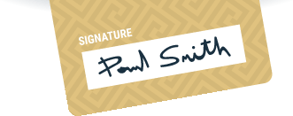 signature panel on card