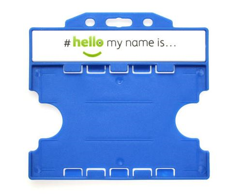 'Hello My Name Is' Light Blue Open-faced Dual-Sided Card Holders - Landscape (Pack of 100)