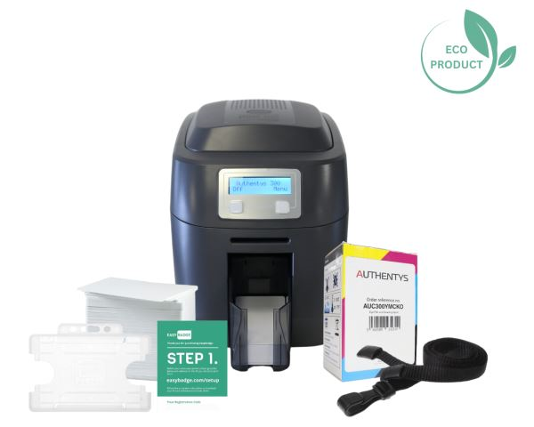 Authentys "Go Green" ID Card Printer Bundle (Dual-Sided)