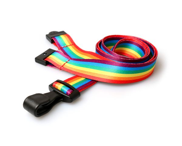 Recycled Rainbow lanyards with Plastic J-Clip (Pack of 100)