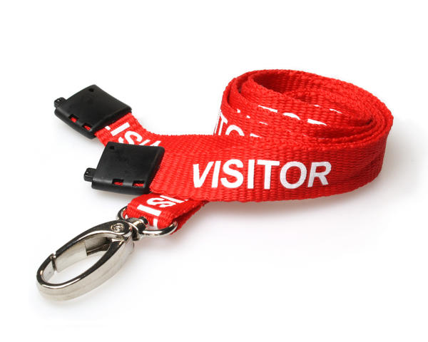 Recycled Red Visitor Lanyards with Metal Lobster Clip (Pack of 100)