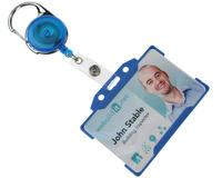 Blue Carabiner ID Badge Reels with Strap Clip (Pack of 50)