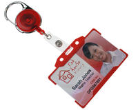 Red Carabiner ID Badge Reels with Strap Clip (Pack of 50)