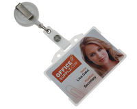 White ID Badge Reels with Strap Clip (Pack of 50)