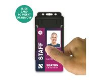 Black Single-Sided Open Faced ID Card Holders - Portrait (Pack of 100)