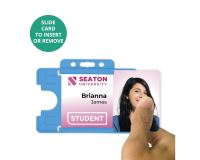 Light Blue Single-Sided Open Faced ID Card Holders - Landscape (Pack of 100)