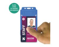 Light Blue Single-Sided Open Faced ID Card Holders - Portrait (Pack of 100)