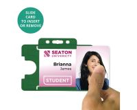 Dark Green Single-Sided Open Faced ID Card Holders - Landscape (Pack of 100) 