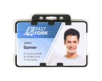 Black Dual-Sided Open Faced ID Card Holders - Landscape (Pack of 100) 