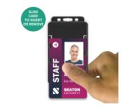 Black Dual-Sided Open Faced ID Card Holders - Portrait (Pack of 100)