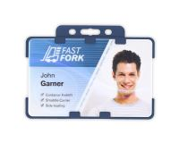 Dark Blue Dual-Sided Open Faced ID Card Holders - Landscape (Pack of 100)