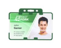 Dark Green Dual-Sided Open Faced ID Card Holders - Landscape (Pack of 100)