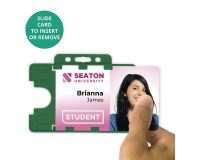 Dark Green Dual-Sided Open Faced ID Card Holders - Landscape (Pack of 100)