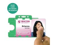 Light Green Dual-Sided Open Faced ID Card Holders - Landscape (Pack of 100)