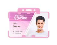 Pink Dual-Sided Open Faced ID Card Holders - Landscape (Pack of 100)