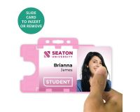 Pink Dual-Sided Open Faced ID Card Holders - Landscape (Pack of 100)