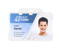 White Dual-Sided Open Faced ID Card Holders - Landscape (Pack of 100)