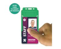 Light Green Single-Sided Open Faced ID Card Holders - Portrait (Pack of 100) 