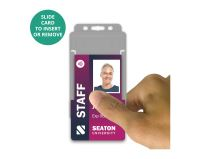 Grey Single-Sided Open Faced ID Card Holders - Portrait (Pack of 100)