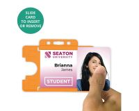 Orange Single-Sided Open Faced ID Card Holders - Landscape (Pack of 100)