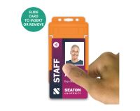 Orange Single-Sided Open Faced ID Card Holders - Portrait (Pack of 100)