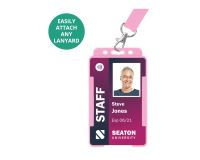 Pink Single-Sided Open Faced ID Card Holders - Portrait (Pack of 100)