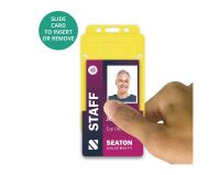 Yellow Single-Sided Open Faced ID Card Holders - Portrait (Pack of 100)