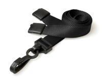 Black Lanyards with Plastic J Clip - 15mm (Pack of 100)