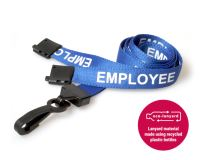 Recycled Blue Employee Lanyards with Plastic J Clip (Pack of 100)