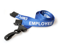 Blue Employee Lanyards with Plastic J Clip (Pack of 100)