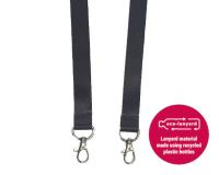 Recycled Black Double Clip Lanyards with Metal Trigger Clip (Pack of 100)