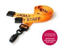 Recycled Orange Event Staff Lanyards with Plastic J Clip (Pack of 100)