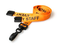 Orange Event Staff Lanyards with Plastic J Clip (Pack of 100)