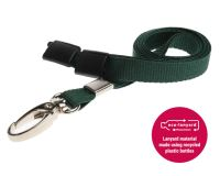 Recycled Plain Dark Green Lanyards with Metal Lobster Clip (Pack of 100)