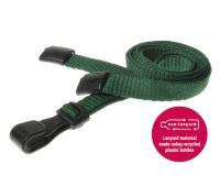 Recycled Plain Dark Green Lanyards with Plastic J Clip (Pack of 100)