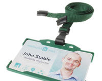 Recycled Plain Dark Green Lanyards with Plastic J Clip (Pack of 100)