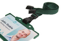 Recycled Plain Dark Green Lanyards with Plastic J Clip (Pack of 100)