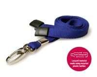 Recycled Plain Navy Blue Lanyards with Metal Lobster Clip (Pack of 100)