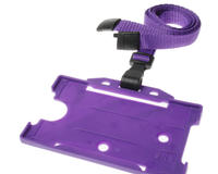 Pack of 100 Purple Breakaway Lanyards w Plastic J-Clip