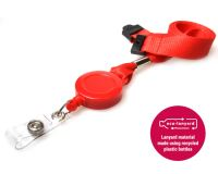 Recycled Plain Red Lanyards with Card Reel (Pack of 50)