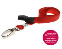 Recycled Plain Red Lanyards with Metal Lobster Clip (Pack of 100)