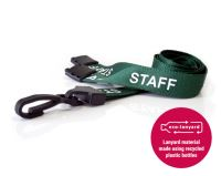 Recycled Green Staff Lanyards with Plastic J Clip (Pack of 100)