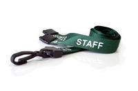 Green Staff Lanyards with Plastic J Clip (Pack of 100)