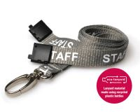 Recycled Grey Staff Lanyards with Metal Lobster Clip (Pack of 100)