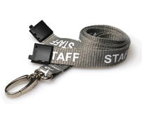 Grey Staff Lanyards with Metal Lobster Clip (Pack of 100)