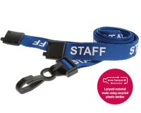 Recycled Blue Staff Lanyards with Plastic J Clip (Pack of 100)