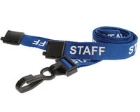 Blue Staff Lanyards with Plastic J Clip (Pack of 100)