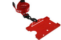 Recycled Red Staff Lanyards with Plastic J Clip (Pack of 100)