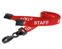 Red Staff Lanyards with Plastic J Clip (Pack of 100)