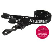 Recycled Black Student Lanyards with Plastic J Clip (Pack of 100)